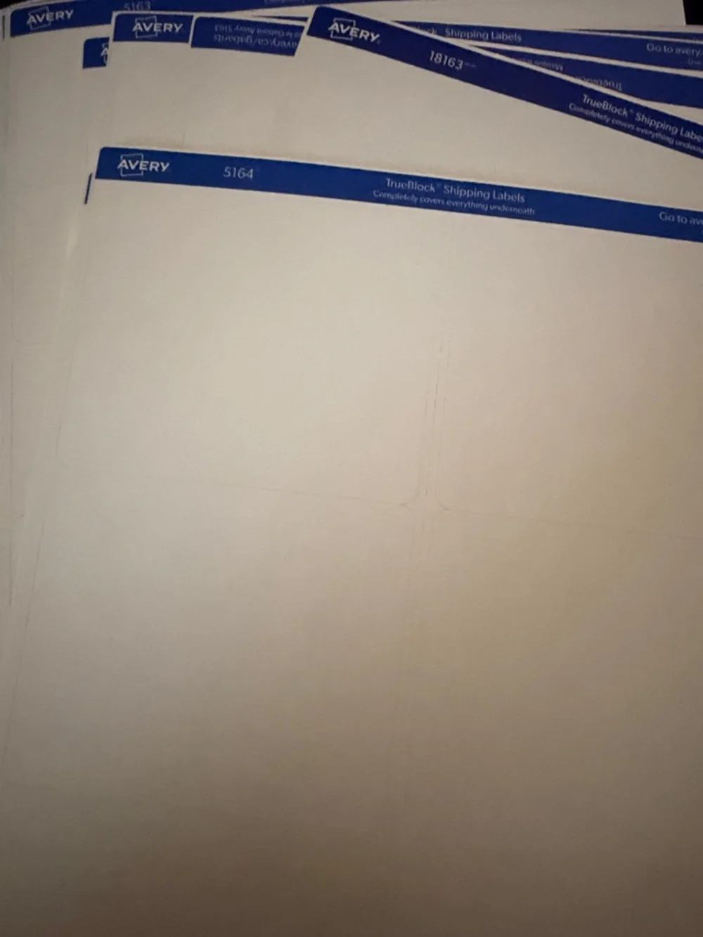 Avery White Shipping Labels with Blue Header